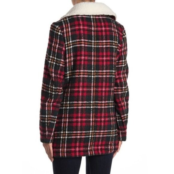 French Connection Double Breasted Plaid Coat - Picture 2 of 6